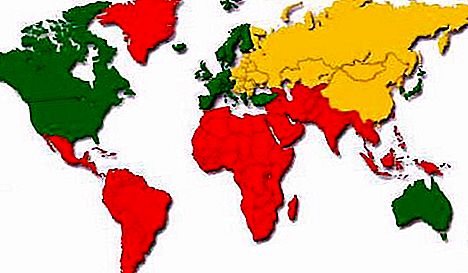 Klassificering av världens länder efter ekonomisk utvecklingsnivå, efter befolkning, geografisk klassificering av länder