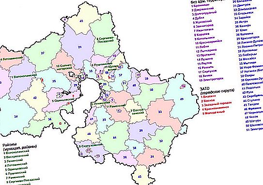 モスクワ地方の地域：地方自治体の地域とそのサイズ、写真