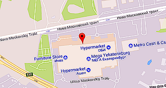 Kauppakeskus "MEGA" Jekaterinburgissa: valikoima, viihde ja osoite