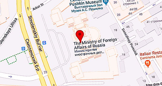 Het adres van het Russische ministerie van Buitenlandse Zaken in Moskou. Hoe te vinden?