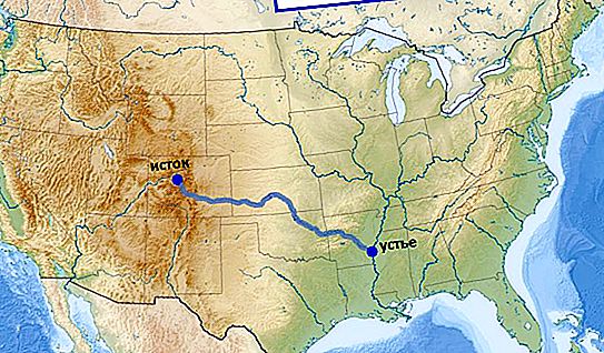 Arkansas River (USA): length, basin area, main tributaries. Exploring the river valley