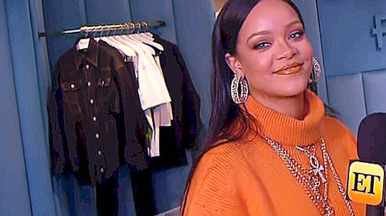 Rihanna stellte ihre neue Kleidungslinie in Zitrusfarben vor, gekleidet in ein orangefarbenes Outfit