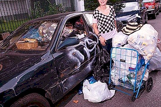A millionaire woman collects trash on the street, some of which is stored in her house