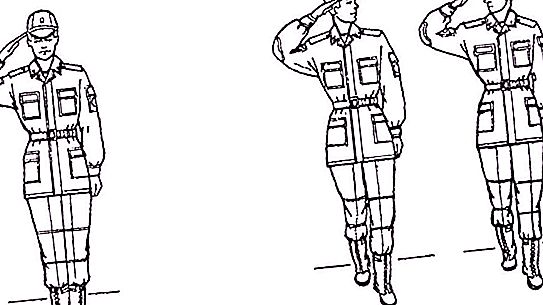 Accomplissement d'un salut militaire: rituels militaires, différences dans l'exécution d'un salut