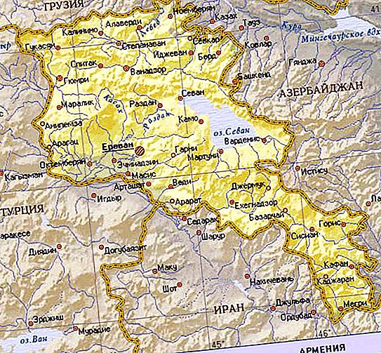 Örményország területe: leírás, határok, jellemzők