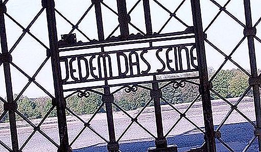 Nápis na bránach Buchenwaldu: „Ku každému jeho vlastnému“